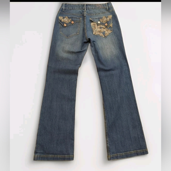 Mecca Femme USA Jeans Womens Vintage Straight Leg Size 13/14 Embroidered Denim - Picture 2 of 16